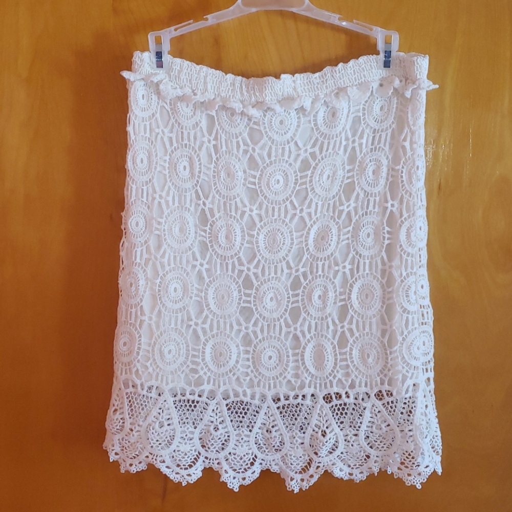 Forcynthia Beachwear lace skirt, cream, Medium